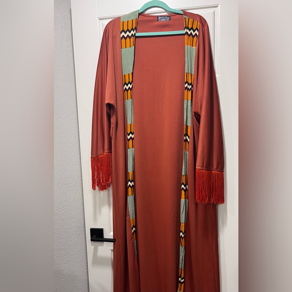 Rust Orange Fringe Kimono